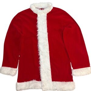 Red Santa-Style Velvet Dress / Coat with Faux Fur Trim